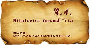 Mihalovics Annamária névjegykártya
